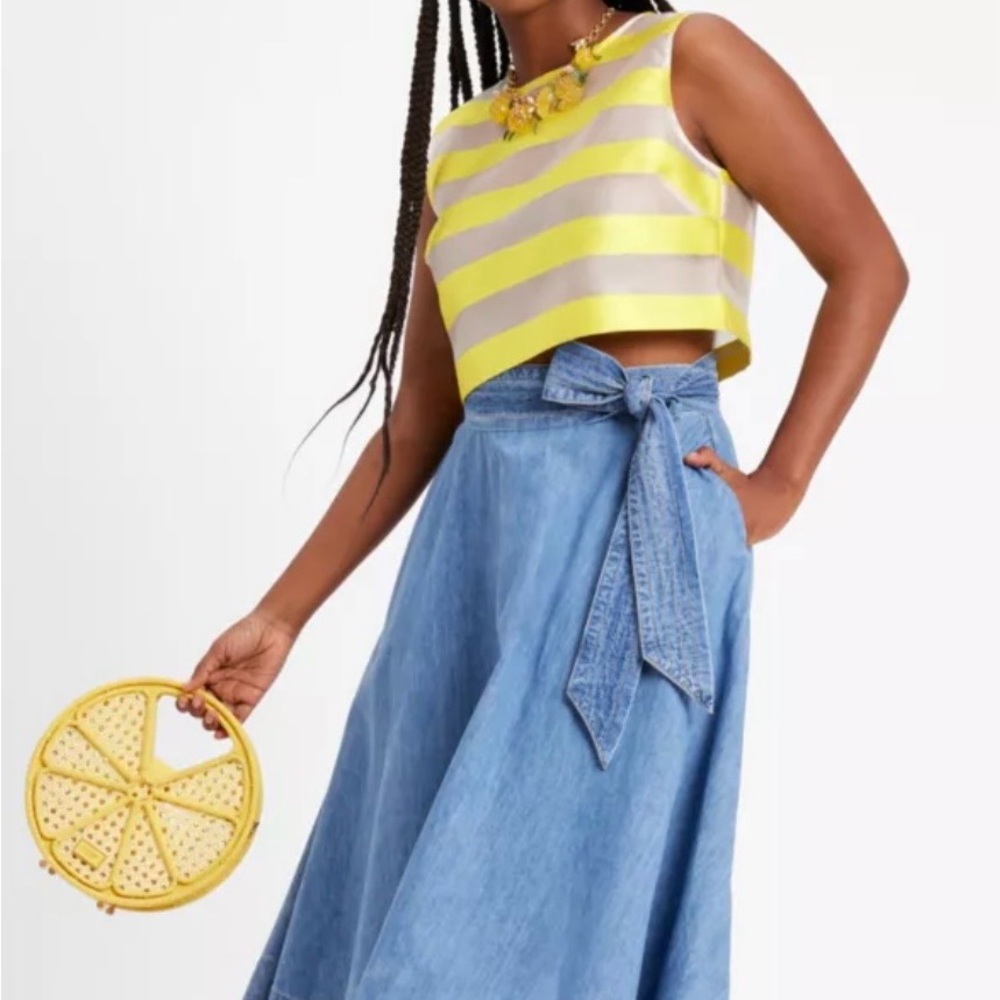 Kate Spade Mainline Chambray Midi Skirt NWT Size 10 - Picture 4 of 11